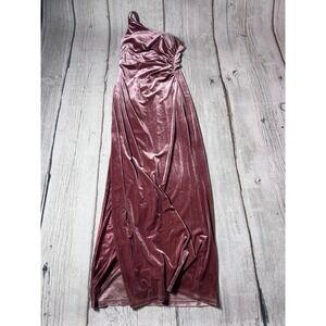 REVELRY Dusty Rose Velvet One Shoulder Ruched Maxi Dress Size 6 Evening‎ Gown